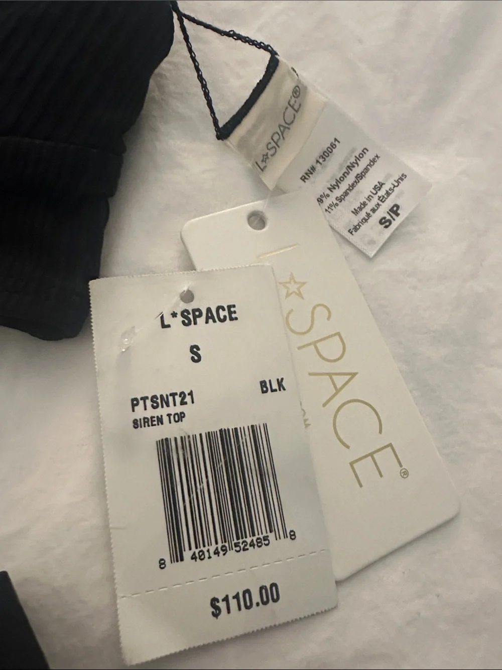 l*space Black Ribbed V-Waist Bikini Set